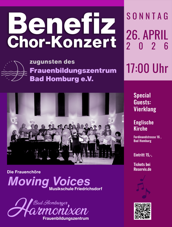 Benefizkonzert zugunsten des Frauenbildungszentrums am 26.April um 17:00 uhr in der Englischen Kirche